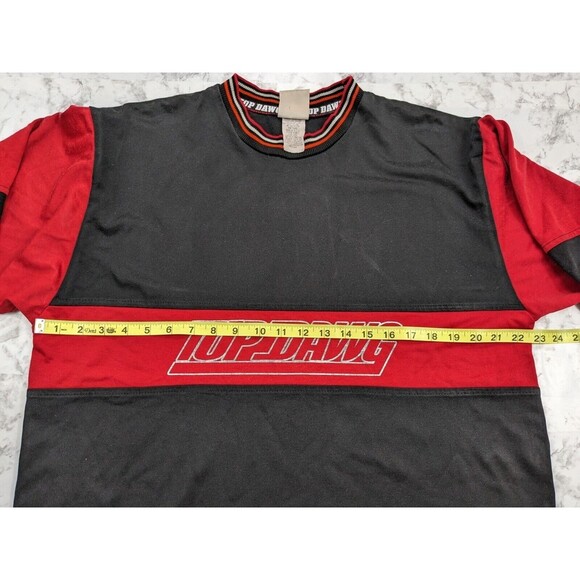 VINTAGE 90s Top Dawg Mens Jersey Sweatshirt Black Red Spell Out Long Sleeve - Picture 6 of 8